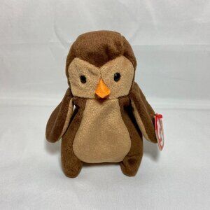 Ty‎ Beanie Baby Original HOOT 1995 Retired P.V.C. Pellets Style 4073 Rare Plush